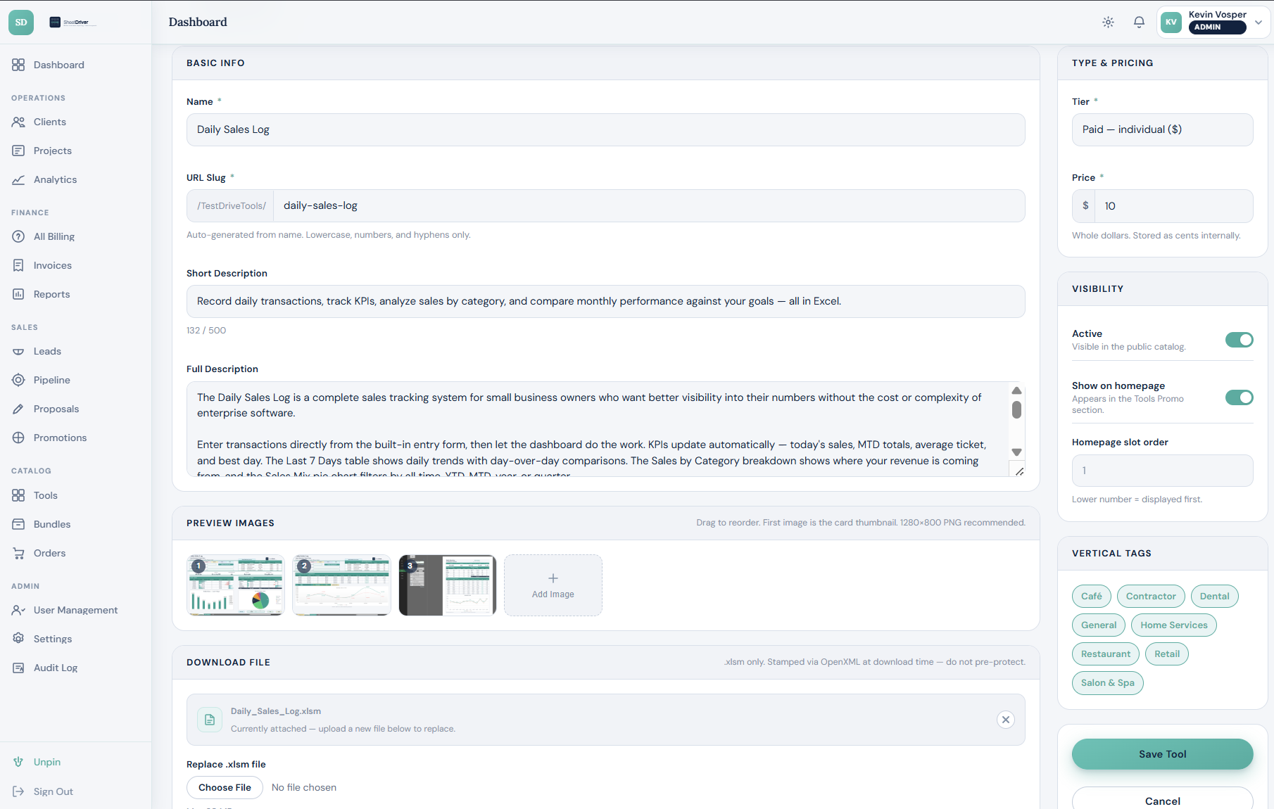 SheetDriver tool editor